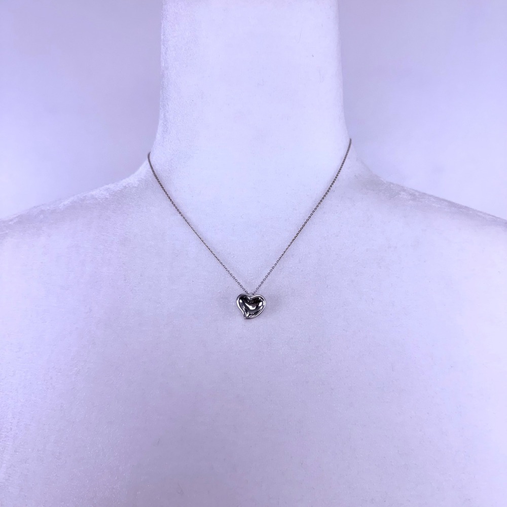Tiffany & Co Necklace Sterling Silver Elsa Peretti Full Heart Pendant Authentic